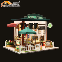 Hongda C006 Miniature bricolage maison de poupée café maison de poupée en bois temps de café maison de poupée miniature