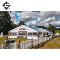 Tente de salon professionnelle en forme de A, capacité 100 personnes, 20x50m, avec toit transparent, structure en alliage d'aluminium robuste, pour stand de vente intérieur