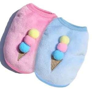 Hot Sell Autumn and Winter Cute Pet Clothes Puppy Clothes Warm Fleece Dog Clothes Vest Strawberry Ice Cream Dogs Coat Costumes