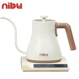 Nibu Piccolo Caffè Bollitore Elettrico con Controllo della Temperatura Tè Caffettiera A Goccia Versare Sopra In Acciaio Inox A Collo di Cigno Caffè Bollitore