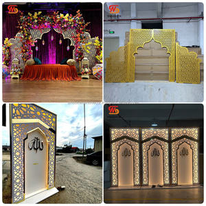 Nuevo Juego de Telones de Fondo de Lujo para Bodas con Diseño de Luces LED, 3 Piezas, Telón de Fondo Hueco con Patrones, Suministros para Bodas - Product Image 3