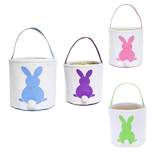 Giỏ Phục Sinh Fluffy Tails Và Rabbit Canvas Bag Tote Đồ Chơi Easter Bunny Egg Basket Cho Trẻ Em