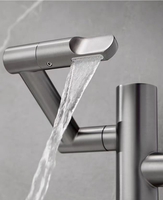 Nouvelle arrivée, robinet de salle de bain universel rotatif en laiton gris canon, robinet de lavabo à eau chaude et froide avec affichage numérique LED