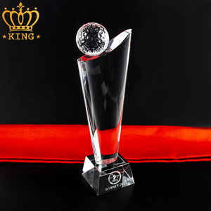 Wz कारखाने थोक के 9 कस्टम 3 डी लेजर उत्कीर्ण पर्यावरण के अनुकूल 250 मिमी गोल्फ बॉल ट्रॉफी प्रीमियम क्रिस्टल ग्लास शिल्प स्मारिका - Product Image 2