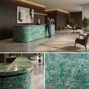 Venta al por Mayor de Fábrica, Losa de Cuarzo Artificial Verde Amazonita con Vetas Tridimensionales para Encimeras de Cocina de Lujo y Tocadores - Product Image 5