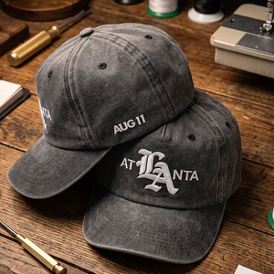 Gorra de Béisbol Vintage de Algodón Lavado con Logotipo Personalizado, MOQ Bajo, OEM ODM, Bordado Plano 3D, Corona Suave, Color Carbón - Product Image 1