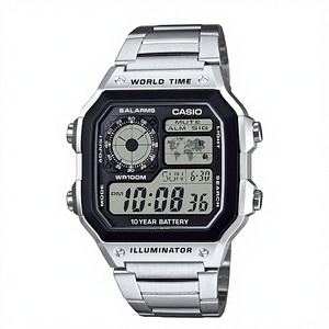 Reloj Digital para Hombre Serie AE1200WH, Resistente al Agua <span class=keywords><strong>100M</strong></span>, Múltiples Alarmas, Cronómetro de 100 Segundos, Temporizador de Cuenta Regresiva, Mapa del Mundo, Hora Mundial, LED - Product Image 1