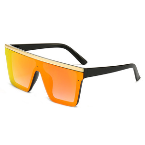 30020 Nouvelles Lunettes de Soleil Tendance à Monture Large et Verre Miroir Monobloc pour Femme, Lunettes de Soleil Carrées Rétro pour Homme, Haute Qualité, Vente en Gros - Product Image 2