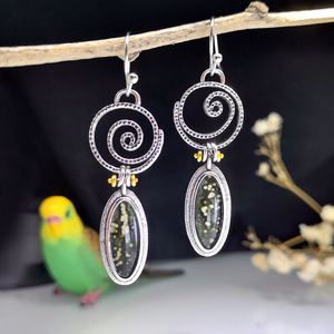 Orecchini a Cerchio a Spirale Vintage con Gemme, Lunghi Pendenti, Gioielli alla Moda da Donna - Product Image 1
