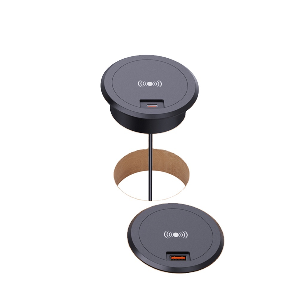 Electronic Gadget Tabletop USB and Type C Wireless Charging Universal Wireless Charger for Smart Furniture