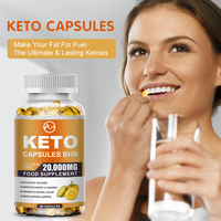 Complément alimentaire 100% naturel Private Label 60 Keto Fat Burn Capsules, soutien énergétique et amélioration de la concentration mentale