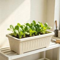 Pot de fleurs carré rustique en PP avec trou de drainage, capacité de 23,1 L, pour usage intérieur/extérieur