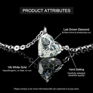 Goldleaf 14k White Gold Classic Heart Cut Lab Grown Diamond Vintage Solitaire Pendant Link <b>Chain</b> for Wedding Gift <b>Fine</b> Jewelry - Product Image 3