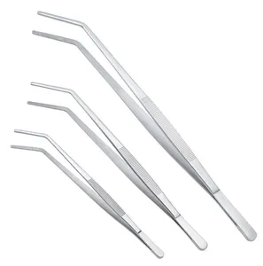 Pinset memasak dapur baja tahan karat penjepit ujung melengkung bergigi medis untuk persiapan koki dan makanan - Product Image 1
