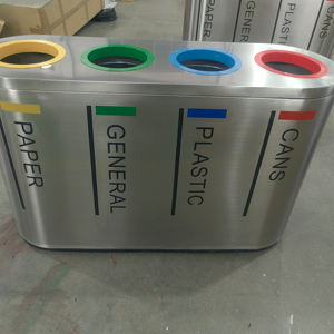 Hot seller High quality stainless steel 4 compartments recycling bins