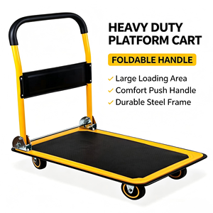 Carrello Industriale in Acciaio <span class=keywords><strong>a</strong></span> Quattro <span class=keywords><strong>Ruote</strong></span>, Pieghevole e Portatile <span class=keywords><strong>per</strong></span> Movimentazione Merci in Magazzini e Fabbriche - Product Image 3