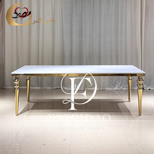 Ensemble de table à manger pour 8 mariés, cadre en acier inoxydable, dorés et modernes, pour la maison et l'hôtel. - Product Image 2