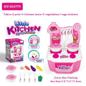 Jouets de cuisine pour enfants, ensemble de jeu d'imitation, matériau PP, sans batterie, 2 casseroles, 4 outils, 5 fruits, autocollants, cadeau éducatif précoce - Product Image 2