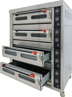 Oven Listrik Komersial 2 Dek dengan 4 Loyang & Rak Kontrol Digital 380V untuk Memanggang Roti Pizza Kue Harga Bagus