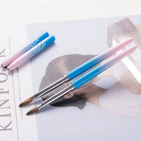 Pinceau à ongles professionnel GUYO en acrylique 100% Kolinsky avec manche métallique dégradé bleu-rose et imprimé faux diamant, personnalisable