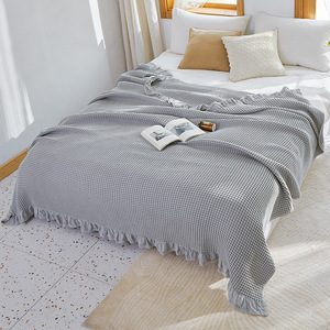 Couverture <span class=keywords><strong>de</strong></span> <span class=keywords><strong>lit</strong></span> douce en coton, 100% tricot japonais, couverture en gaufre à grains <span class=keywords><strong>de</strong></span> maïs, froncée, chaude, <span class=keywords><strong>pour</strong></span> l'été - Product Image 4