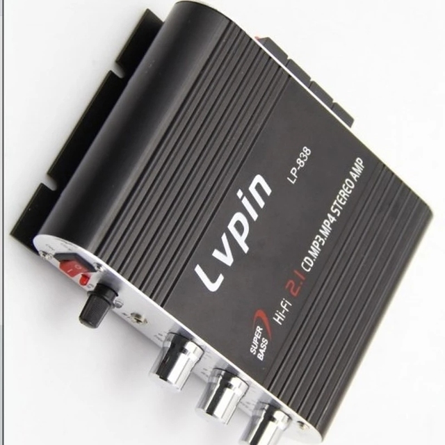 Lepy LP-838 Power Car Amplifier Hi-Fi 2.1 MP3 Radio Audio Stereo Bass Speaker Booster Player for Motorbike Home No Power Plug