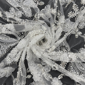 Vendita calda francese lussuoso 3d farfalla Design Tulle tessuto di pizzo ricamato con paillettes e perline per abito da sposa - Product Image 6