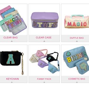 18 Colors Nylon Large Capacity Personalized Chenille Patches Women Girls Custom Travel Toiletry <b>Makeup</b> Cosmetic Bags & <b>Cases</b> - Product Image 4