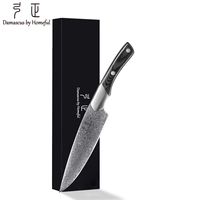 Couteau de cuisine utilitaire en acier Damas ultra-affûté, durable, à lame pleine, manche noir VG10, 6 pouces, pour coffret cadeau