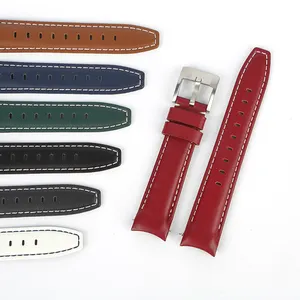 Factory Price Custom Leather Curved End Quick Release 20mm Watch Strap moonswatch for Omega Watch