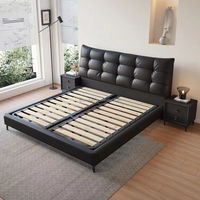 Cama Matrimonial Moderna y Casual Love Zone, Tapizada en Cuero Vacuno de Primera Capa, Ecológica, para Uso Comercial