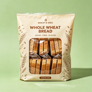 Sacs en plastique transparents de qualité alimentaire à trois soudures latérales avec logo personnalisé pour croissants, pains de mie et pains artisanaux - Product Image 1