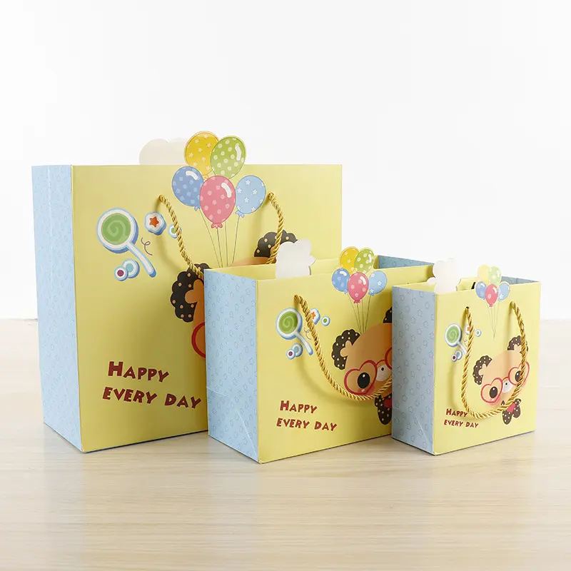 wholesale cute bear cartoon kids kraft gift paper bag for party