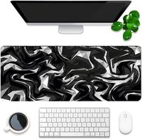 Grand tapis de souris topographique avec contour, pour clavier et souris d'ordinateur, avec base antidérapante de 1,5 mm, 11,8x31,5 pouces, noir