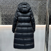 JANVENY 2025 Nouvelle veste d'hiver extra longue à capuche en duvet de canard blanc à 90% pour femmes, ultra-épaisse, chaude, noire, brillante, duvet moelleux