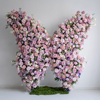 Fleurs artificielles personnalisées pour mariage, anniversaire, fournitures, cadre de fleurs en forme de papillon rouge, arche de fleurs en forme de cœur, décorations de fête, toile de fond