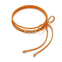 Nouveauté pour le commerce extérieur : Collier décoratif multi-couches avec breloque cœur en chaîne de bambou tressée, lettres bulles DIY (26 lettres)