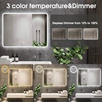 Miroir de salle de bain intelligent rectangulaire moderne tendance avec éclairage LED, anti-buée, écran tactile à intensité variable, haut-parleur Bluetooth mural