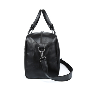 Logotipo personalizado impermeable negro de cuero genuino, bolsa de cuero Real bolsa de viaje de fin de semana - Product Image 3