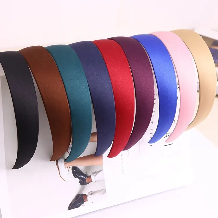 Wholesales hair accessories 30mm Wide mix color Satin Headbands for women