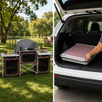 Table de cuisine de camping portable, pliable, station de cuisson extérieure avec sacs de rangement pour le camping