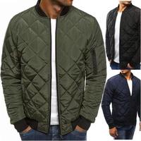 Nouvelle veste d'hiver pour homme, col baseball, maille pressée, légère, matelassée, style vintage, décontractée, manches longues, coupe ajustée