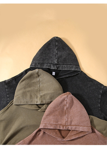 H5576 <b>Mens</b> Streetwear Manufacturer 350 Gsm 100% Cotton Vintage Wash Hoodies Plain Oversized Hoodies - Product Image 2