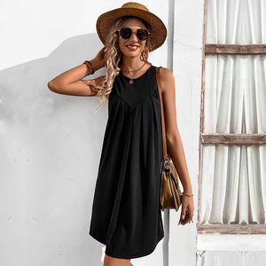 Donne a maniche corte con spalle scoperte Sim Fit Sexy Midi Dress Soild color O Neck Dresses Party Casual <span class=keywords><strong>chic</strong></span> summer women's clothing - Product Image 4