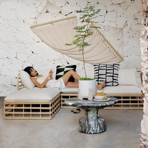 Ensemble de canapés en rotin moderne pour <span class=keywords><strong>jardin</strong></span>, mobilier d'extérieur pour <span class=keywords><strong>salon</strong></span> et parc, canapé d'angle en osier durable, écologique et résistant aux UV - Product Image 4