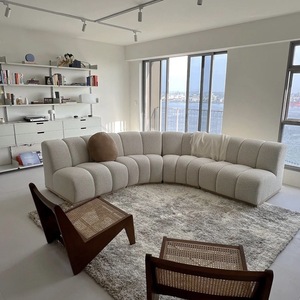 Custom Semicircular 6-Seater Modular <strong>Sofa</strong> Corner Seating Midnight Blue Modern Design Durable Commercial Use Hotel &amp; Mall <strong>Sofa</strong> - Product Image 4