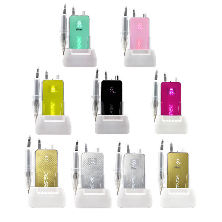 Ibelieve Nail Salon Supplies 35000rpm Lcd Display Coreless Handpiece Beauty Manicure Tools Rechargeable Nail Drill Manufacturer