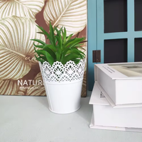 Décoration de bureau stockage seau à dentelle poudre peinte pots de fleurs creux