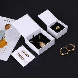 Boyang Custom Fashion Design White PU Leather Women Ring Earing <b>Box</b> Jewelry Packaging Boxes Luxury - Product Image 2