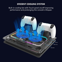 Support de refroidissement pour console Slim avec lumières colorées et crochet pour casque, compatible avec la station de charge du contrôleur de périphérique de streaming PORTAL